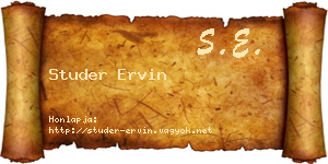Studer Ervin névjegykártya